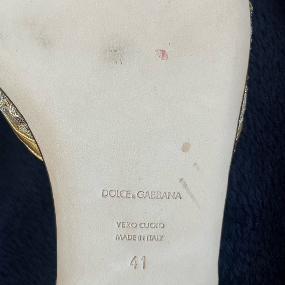 DOLCE & GABBANA 🍋 Leather Sandals with Gold Lace. Size EU 41. - Picture 10 of 13